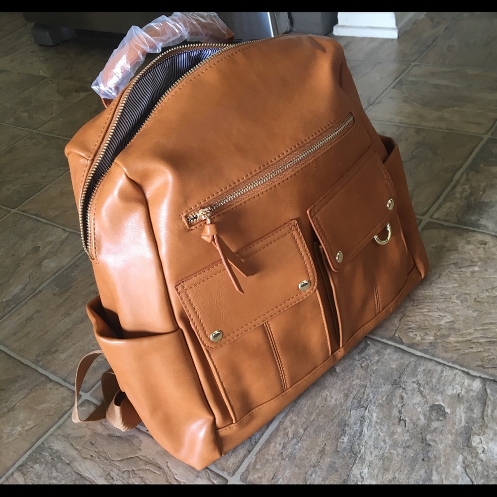 Faux Leather backpack diaper bag